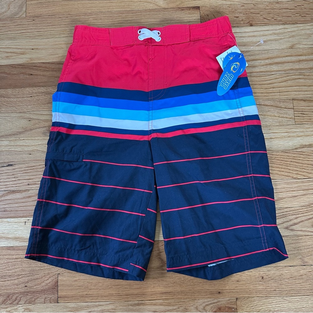 NWT Wave Zone Red and Blue Striped Board Shorts Sz 14/16 XL